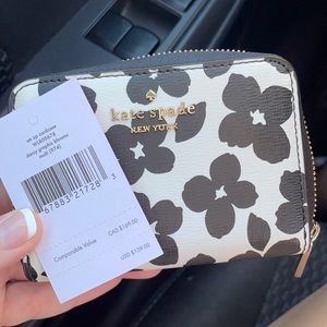NWT black and white floral kate spade wallet